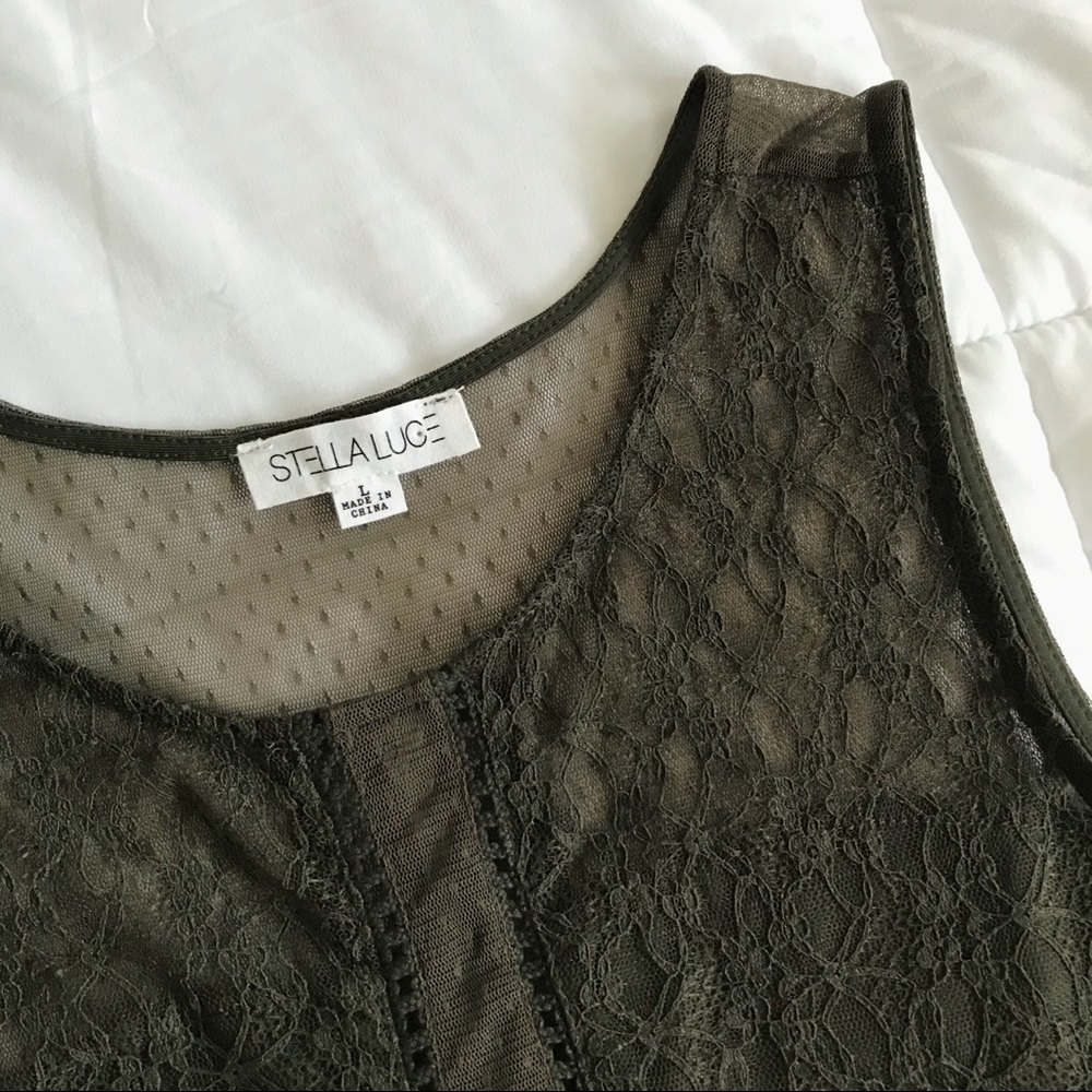 Lacey Forest Green Sleeveless Bodysuit